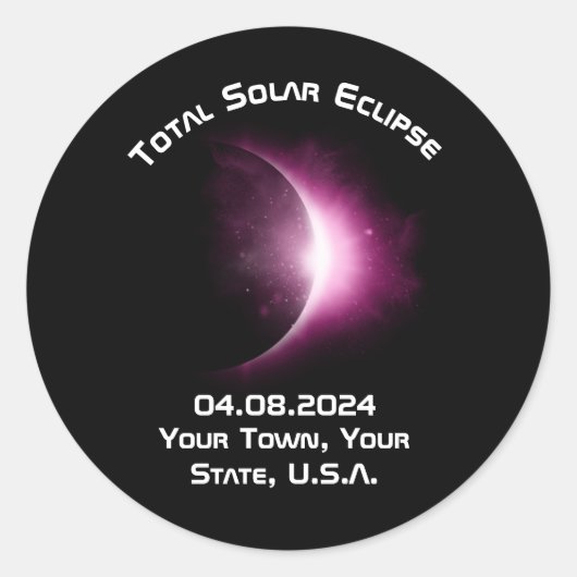 Personalisiertes Solar Eclipse Button 2024 Zurück  Runder Aufkleber (Vorderseite)
