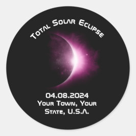 Personalisiertes Solar Eclipse Button 2024 Zurück Runder Aufkleber