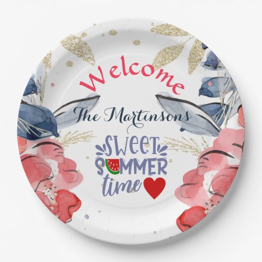 Personalisiertes Sommer-BBQ-Picknick Pappteller (Vorderseite)