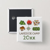 Personalisiertes Sommer Camp S'mores Zelt Kompass Button (Vorne & Hinten)