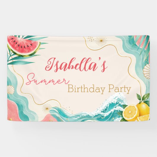 Personalisiertes Sommer-Geburtstagsbanner Banner (Horizontal)
