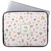 Personalisiertes Sommer-Wasserfarben-Monogramm Laptopschutzhülle (Vorderseite)