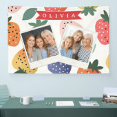 Personalisiertes Sommerfarbenfrohes Erdbeermuster Banner (Messe)