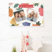 Personalisiertes Sommerfarbenfrohes Erdbeermuster Banner (InSitu)