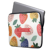 Personalisiertes Sommerfarbenfrohes Erdbeermuster Laptopschutzhülle (Vorderseite Links)