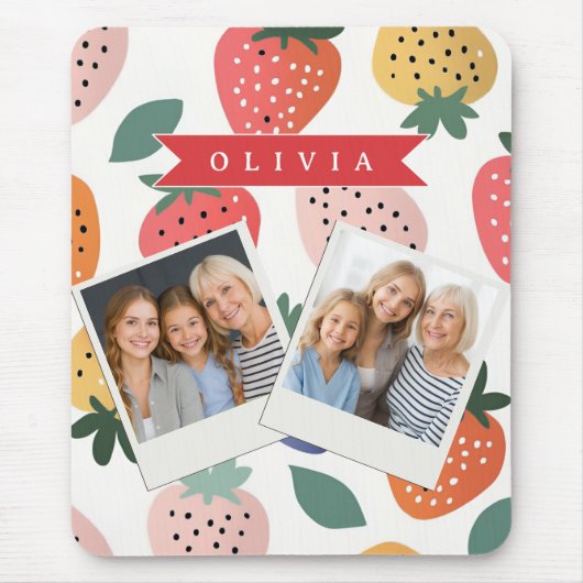 Personalisiertes Sommerfarbenfrohes Erdbeermuster Mousepad (Vorne)