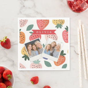 Personalisiertes Sommerfarbenfrohes Erdbeermuster Serviette