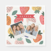Personalisiertes Sommerfarbenfrohes Erdbeermuster Serviette (Vorderseite)