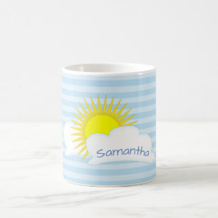 Personalisiertes Sonne und Wolken mit Streifen Wet Kaffeetasse