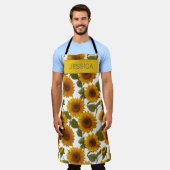 Personalisiertes Sonnenblumen-Blüten-Blumenmuster Schürze (Getragen)
