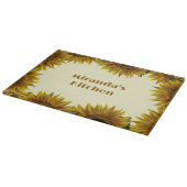 Personalisiertes Sonnenblumen-Border-Glas-Schneide Schneidebrett (Ecke)