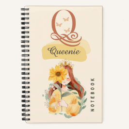 Personalisiertes Sonnenblumen-Girl-SpiralNotebook Notizblock