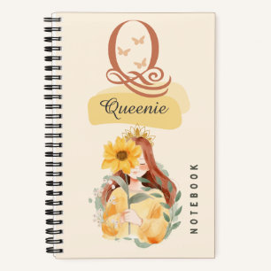Personalisiertes Sonnenblumen-Girl-SpiralNotebook Notizblock