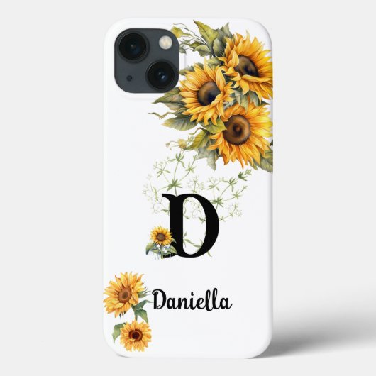 Personalisiertes Sonnenblumen-Initial-Name-Design Case-Mate iPhone Hülle (Rückseite)