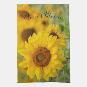 Personalisiertes Sonnenblumen-Küchenhandtuch Geschirrtuch