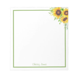 Personalisiertes Sonnenblumen-Notizbuch Notizblock