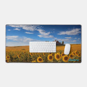 Personalisiertes Sonnenblumenfeld und eine Schreib Schreibtischunterlage (Tastatur & Maus)