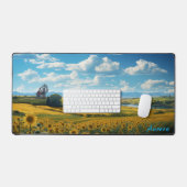 Personalisiertes Sonnenblumenfeld und eine Schreib Schreibtischunterlage (Tastatur & Maus)