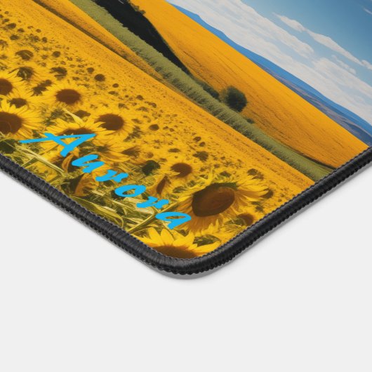 Personalisiertes Sonnenblumenfeld und eine Schreib Schreibtischunterlage (Ecke)