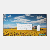 Personalisiertes Sonnenblumenfeld und eine Schreib Schreibtischunterlage (Tastatur & Maus)
