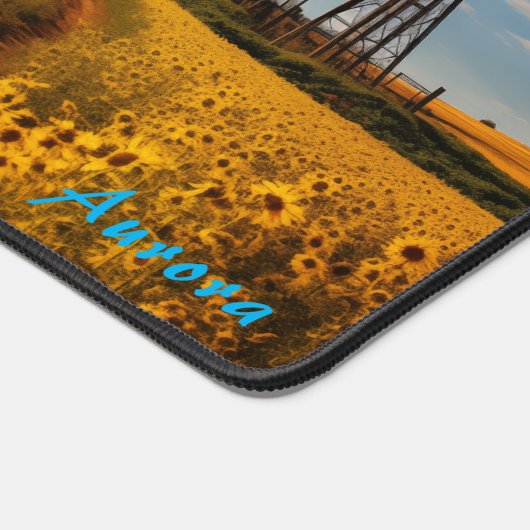 Personalisiertes Sonnenblumenfeld und eine Schreib Schreibtischunterlage (Ecke)