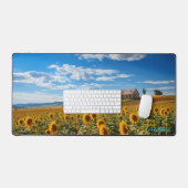 Personalisiertes Sonnenblumenfeld und eine Schreib Schreibtischunterlage (Tastatur & Maus)