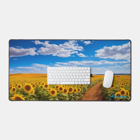 Personalisiertes Sonnenblumenfeld und eine Schreib Schreibtischunterlage (Tastatur & Maus)