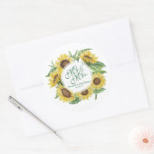 Personalisiertes Sonnenblumenkraut-Hochzeitsticker Runder Aufkleber (Umschlag)