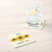 personalisiertes Sonnenblumentrio - Stallhochzeit Rechteckiger Pappuntersetzer (Vor Ort)