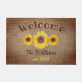 Personalisiertes Sonnenblumentrio - Willkommen Fußmatte (Vorderseite)