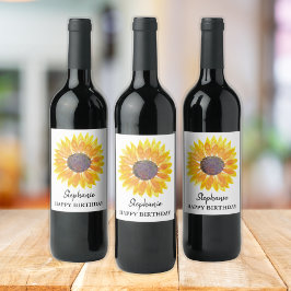Personalisiertes Sonnenblumenweinetikett Weinetikett