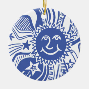 Personalisiertes Sonnenmuster Keramik Ornament