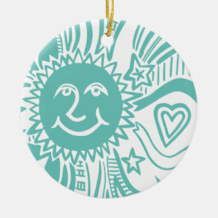 Personalisiertes Sonnenmuster Keramik Ornament