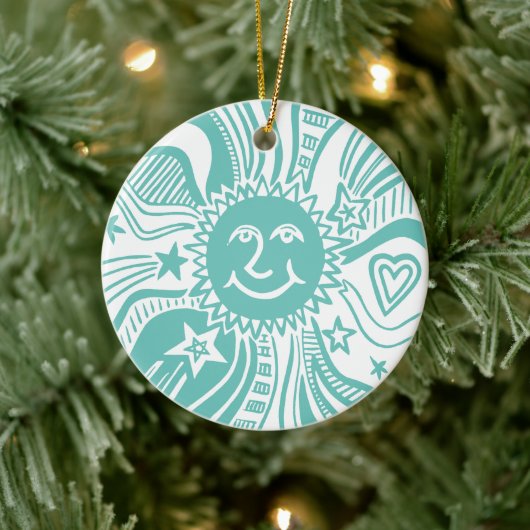 Personalisiertes Sonnenmuster Keramik Ornament (Baum)