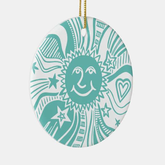 Personalisiertes Sonnenmuster Keramik Ornament (Rechts)