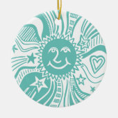 Personalisiertes Sonnenmuster Keramik Ornament (Vorne)