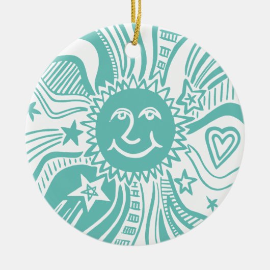 Personalisiertes Sonnenmuster Keramik Ornament (Vorne)