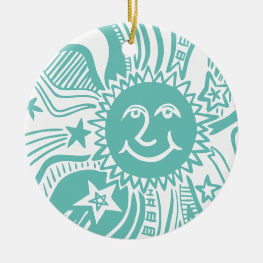Personalisiertes Sonnenmuster Keramik Ornament (Vorne)