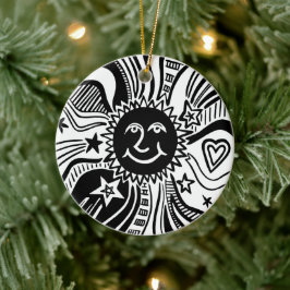 Personalisiertes Sonnenmuster Keramik Ornament