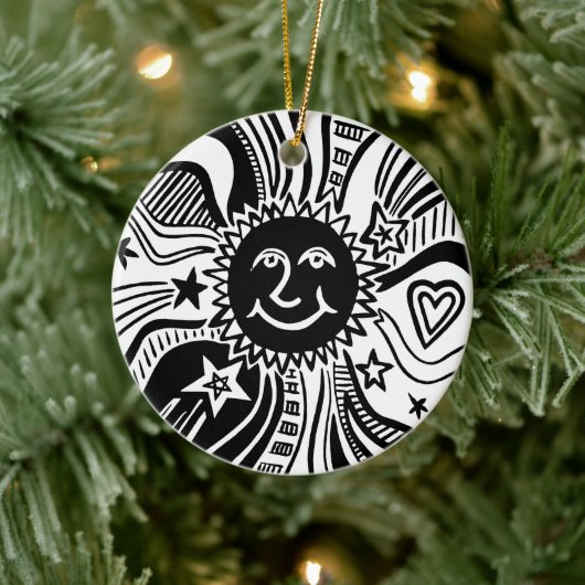 Personalisiertes Sonnenmuster Keramik Ornament (Baum)