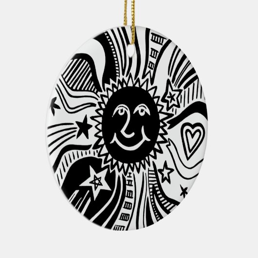 Personalisiertes Sonnenmuster Keramik Ornament (Rechts)