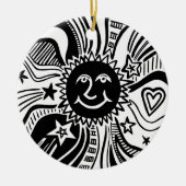 Personalisiertes Sonnenmuster Keramik Ornament (Vorne)