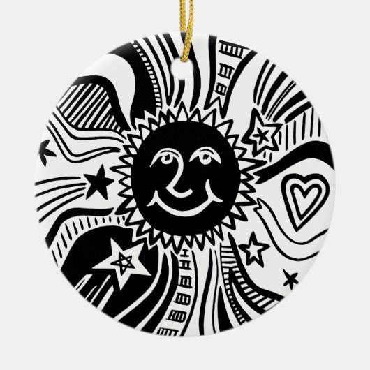 Personalisiertes Sonnenmuster Keramik Ornament (Vorne)