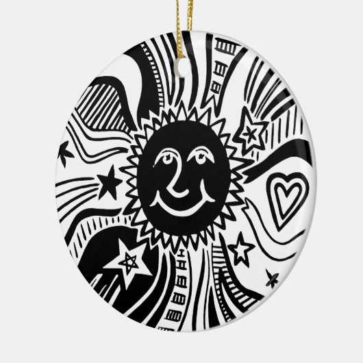 Personalisiertes Sonnenmuster Keramik Ornament (Links)