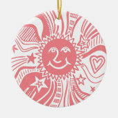 Personalisiertes Sonnenmuster Keramik Ornament (Vorne)
