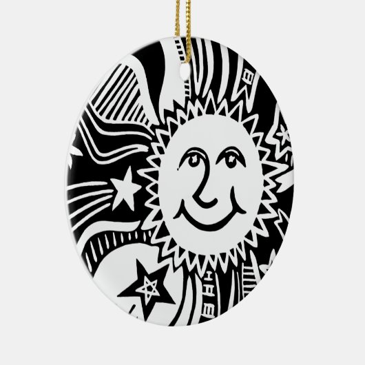 Personalisiertes Sonnenmuster Keramik Ornament (Rechts)