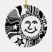 Personalisiertes Sonnenmuster Keramik Ornament (Vorne)