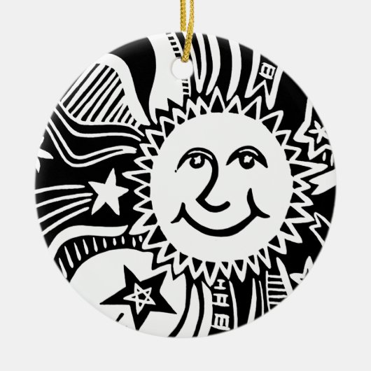 Personalisiertes Sonnenmuster Keramik Ornament (Vorne)