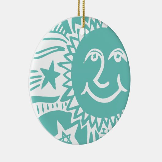 Personalisiertes Sonnenmuster Keramik Ornament (Rechts)