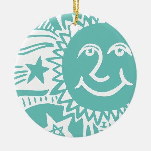 Personalisiertes Sonnenmuster Keramik Ornament (Vorne)